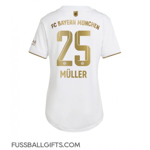 Bayern Munich Thomas Muller #25 Fußballbekleidung Auswärtstrikot Damen 2022-23 Kurzarm